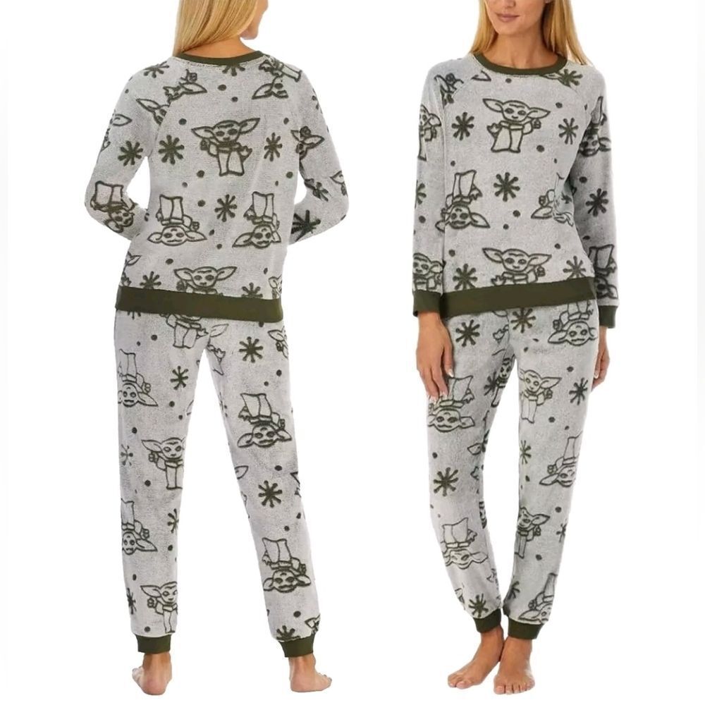 Disney Star War's Mandalorian Grogu 2pc Fleece Plush Jogger Lounge Set XL NWT